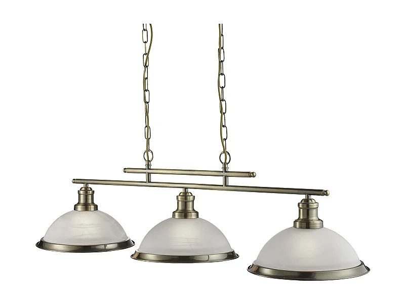 Lampadario Contemporaneo Bistro Acciaio Ottone Vetro 3 Luci E27