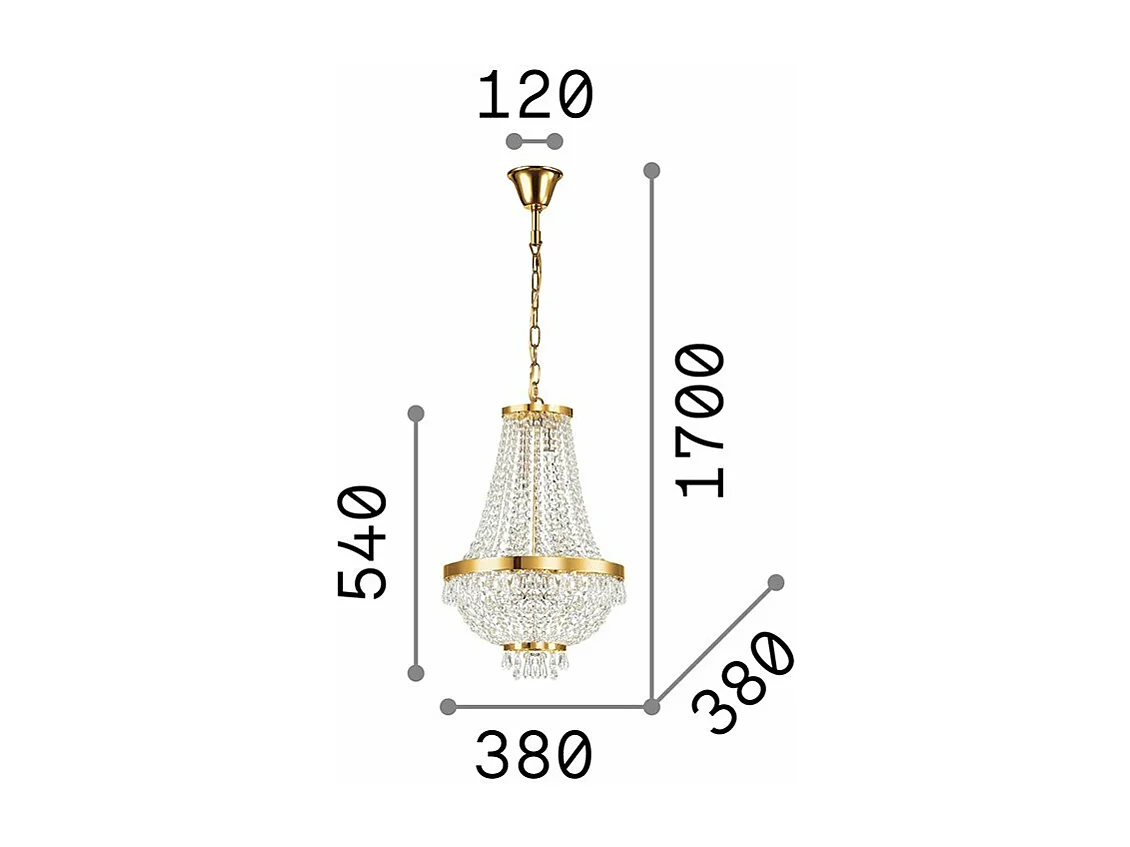 Ideal Lux Caesar - Lampadario a 12 luci in oro, G9