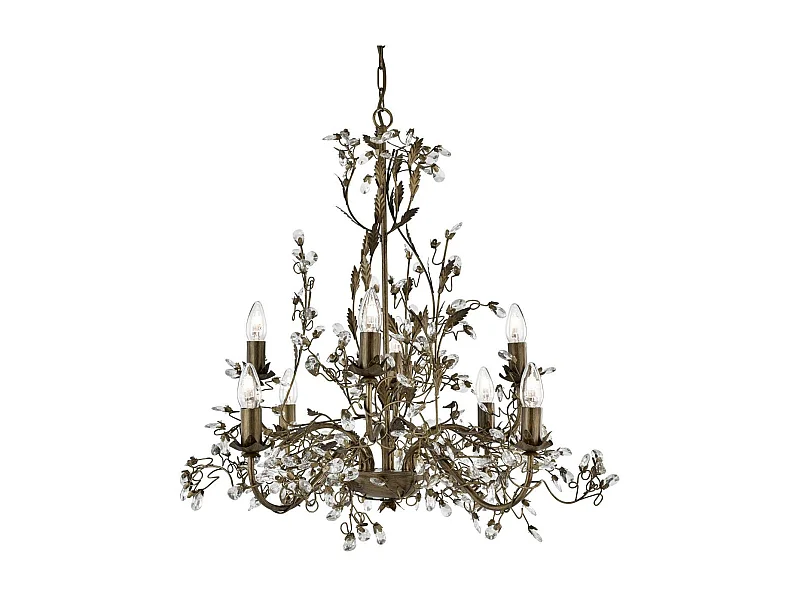 Searchlicht Almandite - 8 Licht Kronleuchter Braun Gold Blumenblätter Design, E14