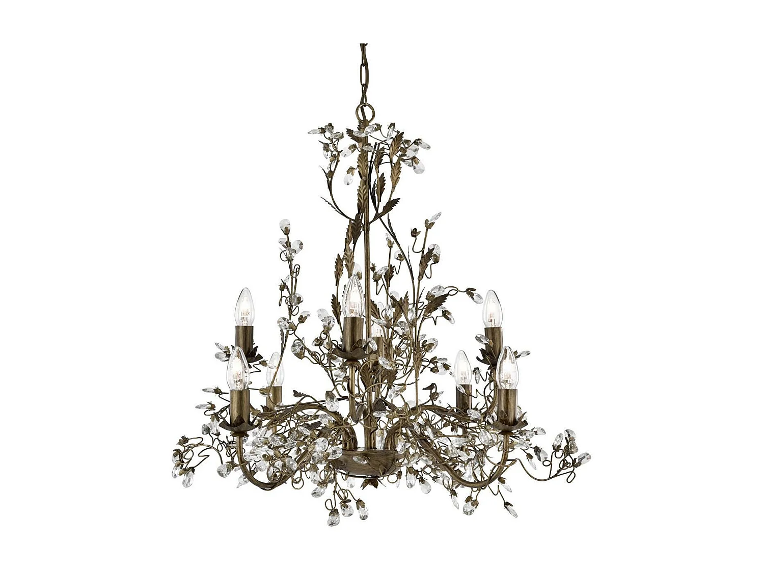 Searchlicht Almandite - 8 Licht Kronleuchter Braun Gold Blumenblätter Design, E14