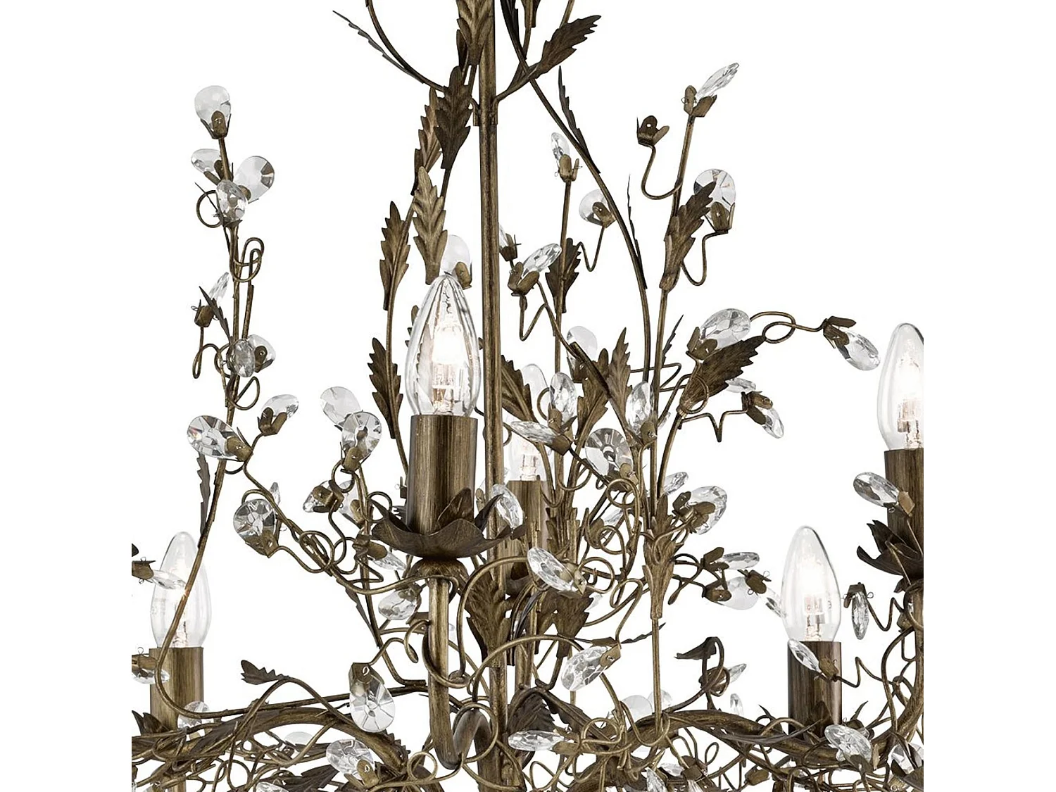 Searchlicht Almandite - 8 Licht Kronleuchter Braun Gold Blumenblätter Design, E14