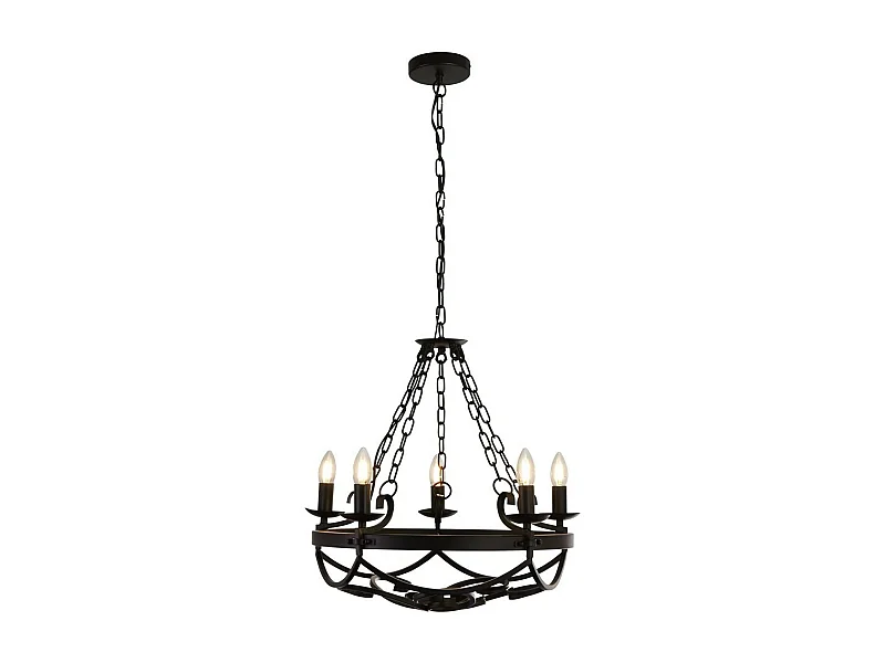 Searchlight CARTWHEEL - Sospensione a soffitto a catena cilindrica a 5 luci a forma di candela - nera