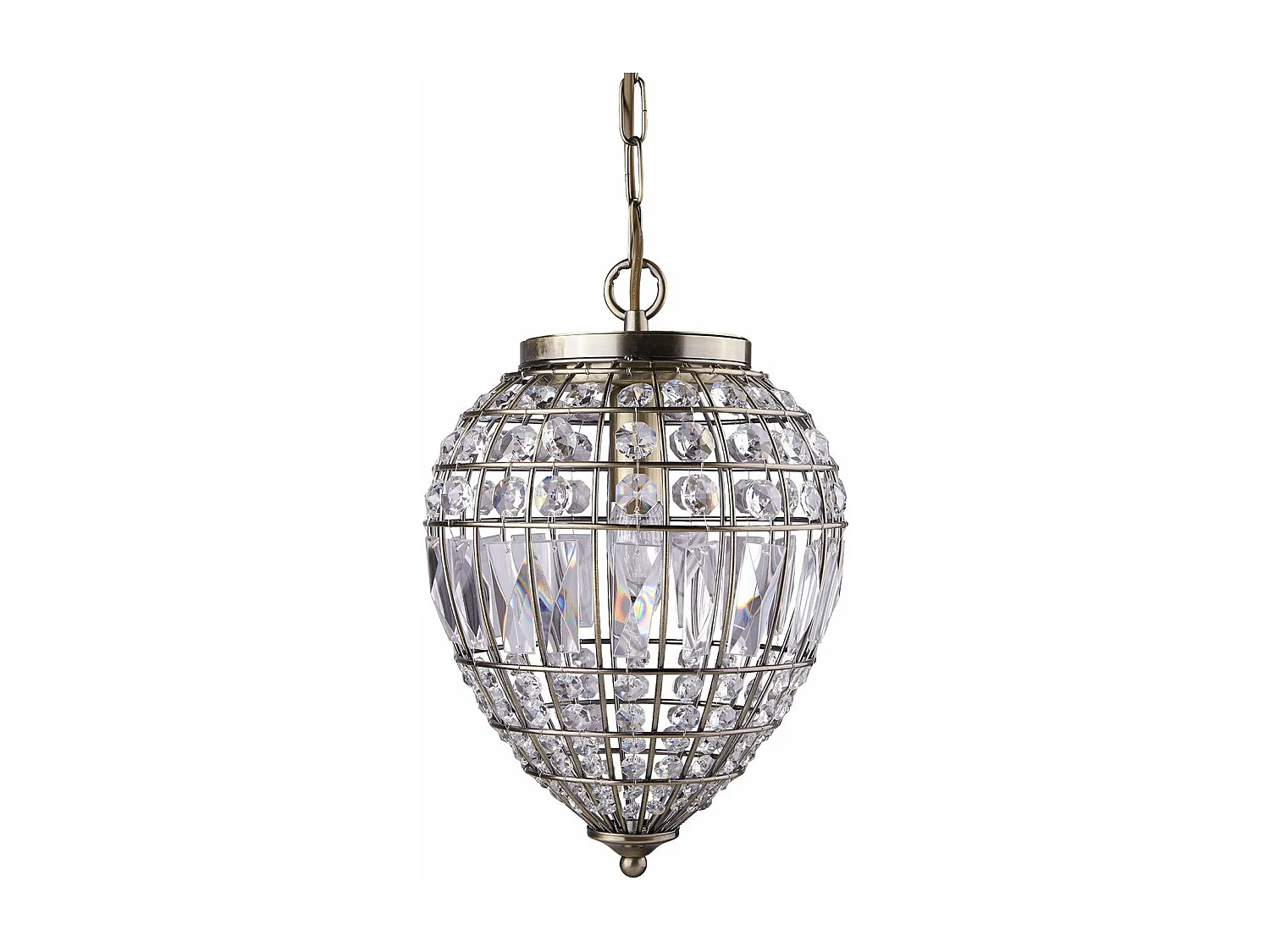 Searchlight Pineapple 1 Ltt takhnge Antik mssing med glaskristaller, E14