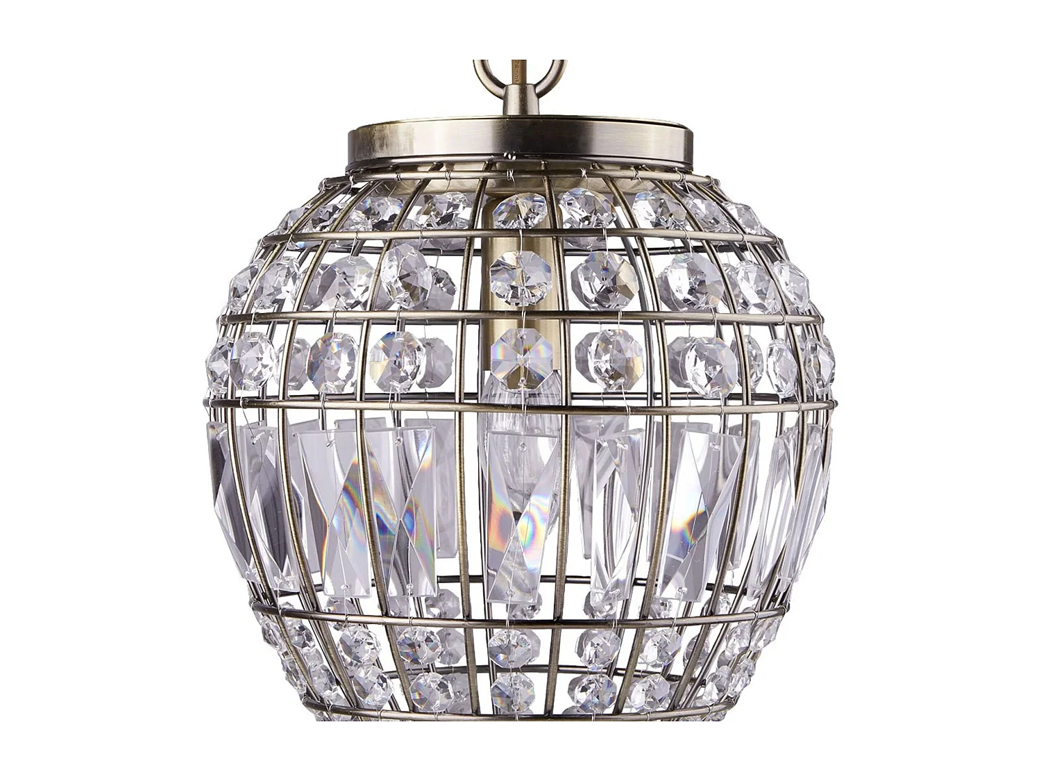 Searchlight Pineapple Suspension à 1 ampoule au plafond en laiton antique avec cristaux de verre, E14