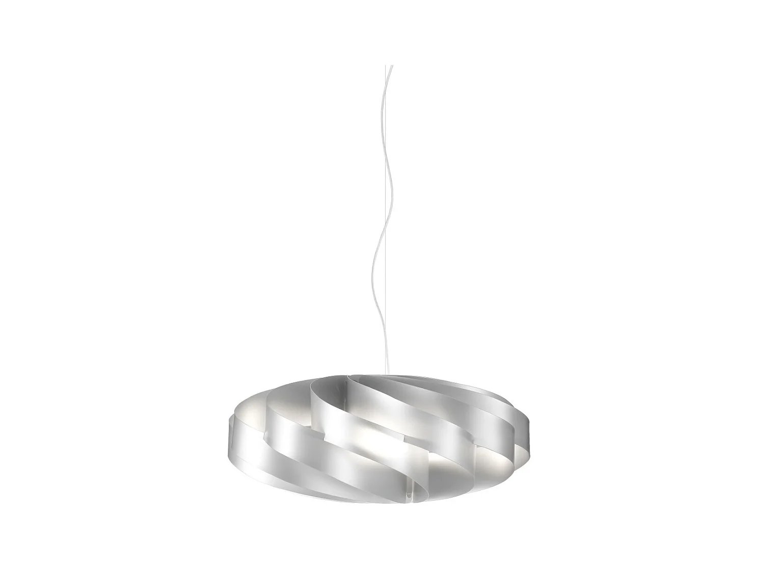 Sospensione Moderna Flat Polilux ® Argento E Metallo Cromo 1 Luce E27 D60Cm