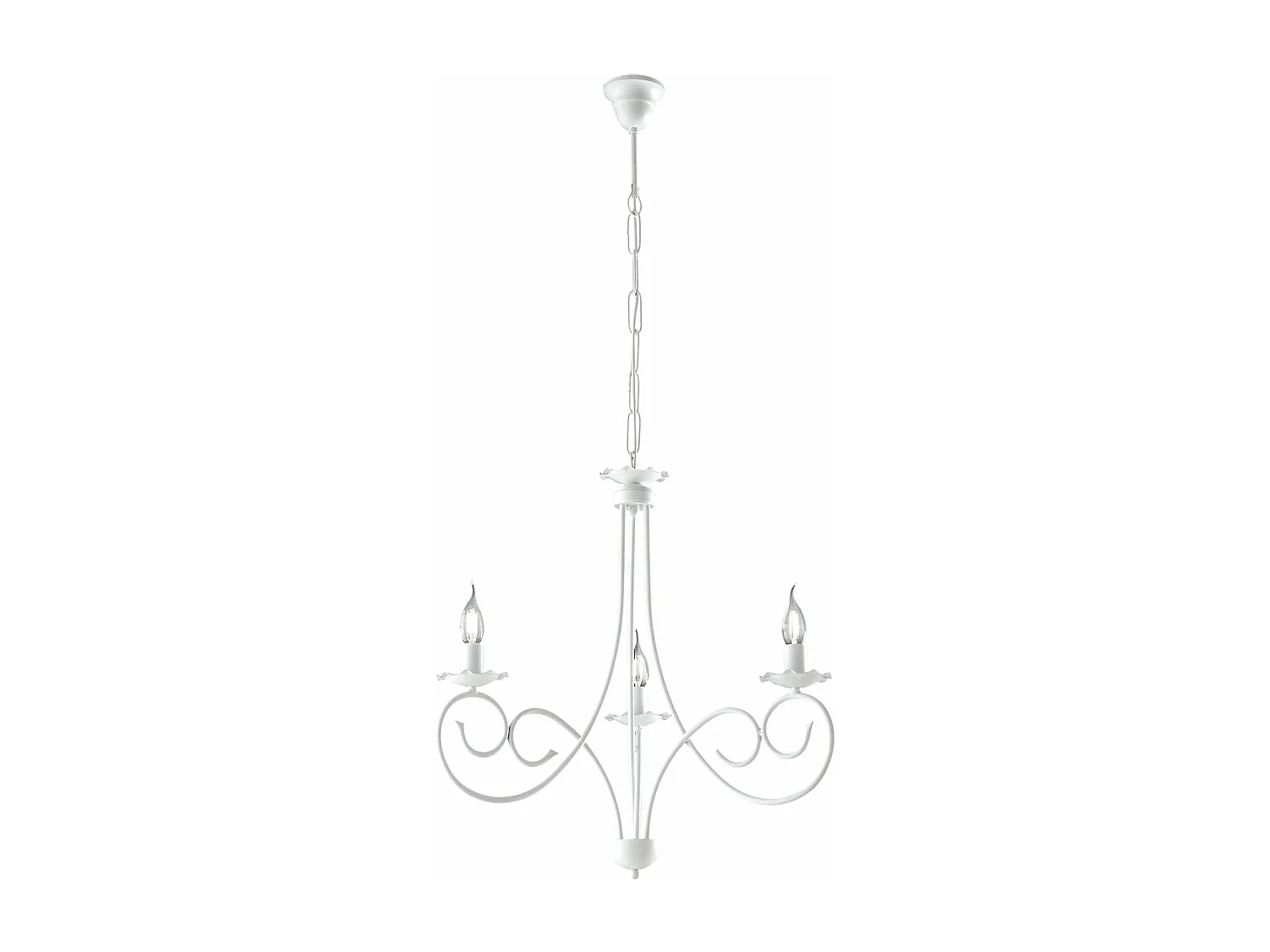 Alma Lustre en fer laqué blanc décoration effet shabby chic 3 lumières 120 d.50 BL130-3-BCO