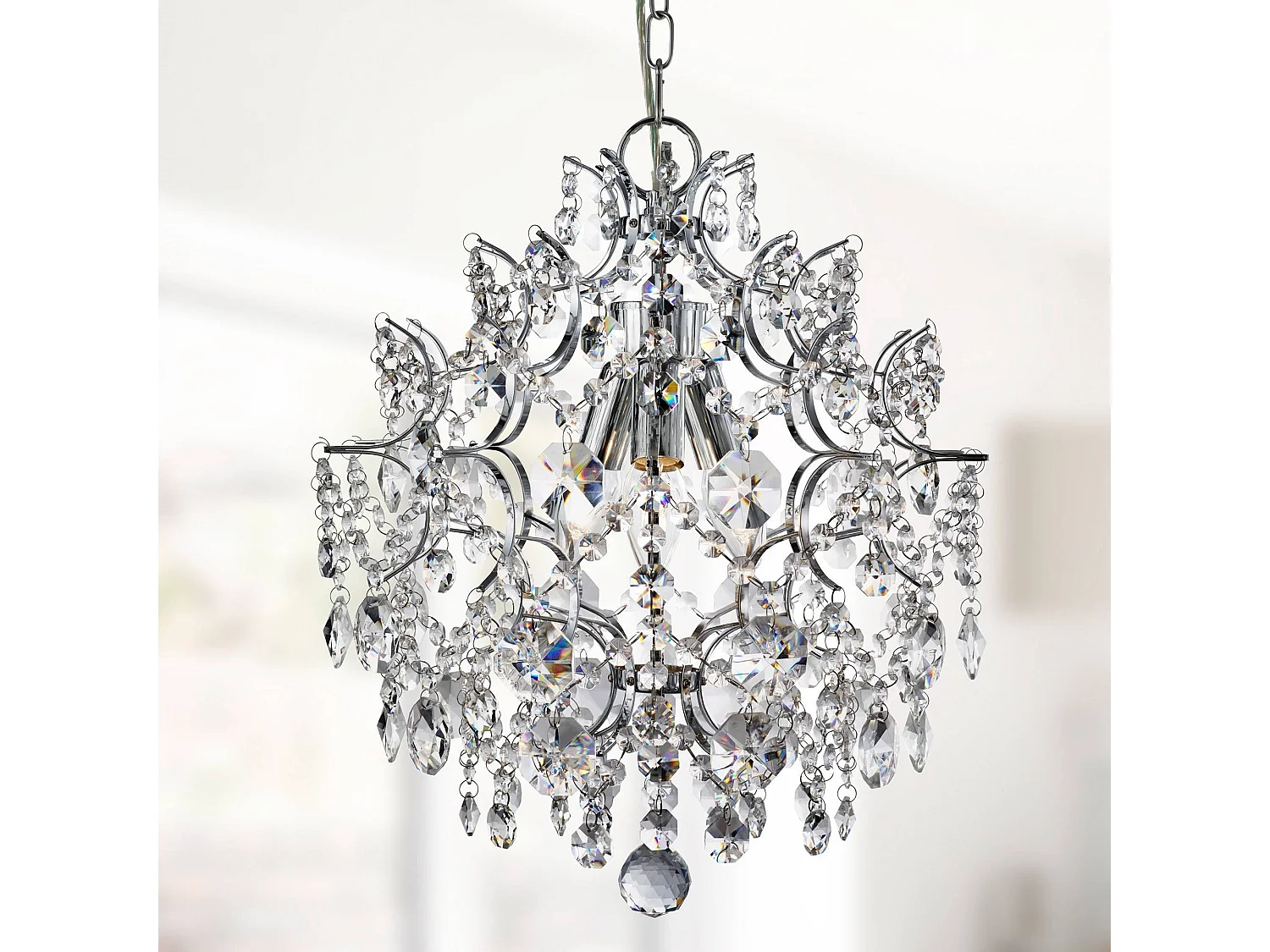 Searchlight Harrietta Luminaire suspendu à 3 ampoules au fini chrome avec cristaux, E14