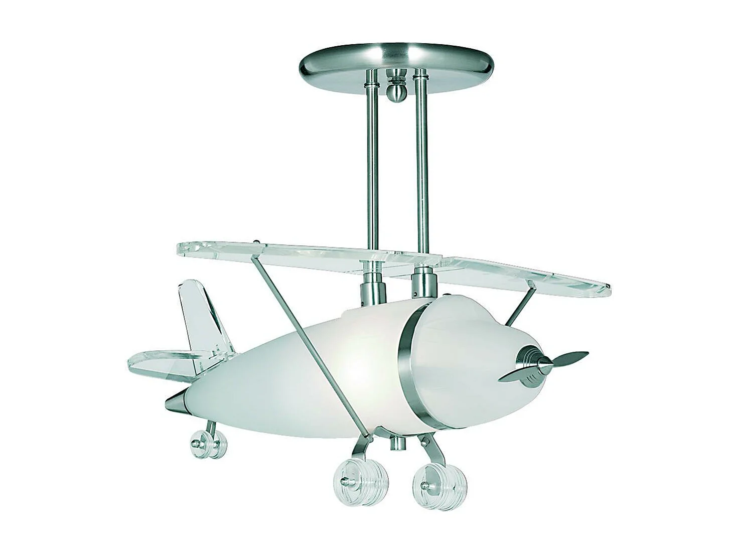 Searchlight Novelty - 1 Light Novelty Airplane Semi Flush Plafoniera Argento satinato e vetro, E27