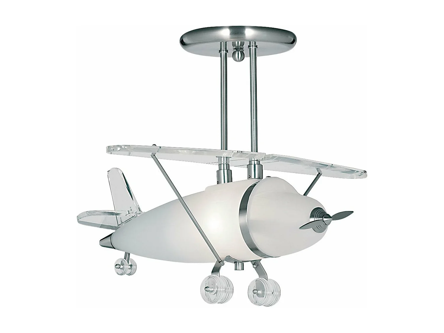 Searchlight Novelty - 1 Light Novelty Airplane Semi Flush Plafoniera Argento satinato e vetro, E27
