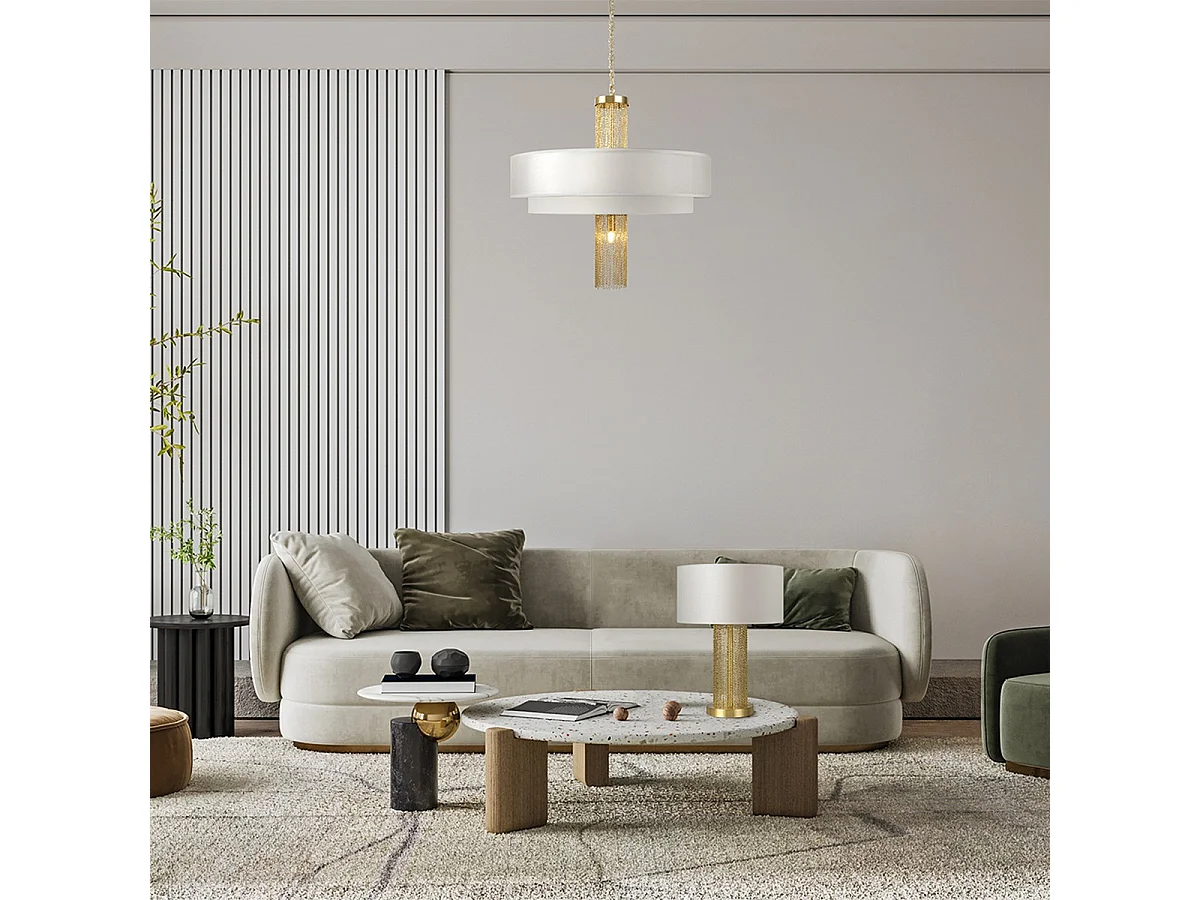 Maytoni Impressive Lámpara de Techo Colgante Cilíndrica Moderna 5 Luces Oro E14