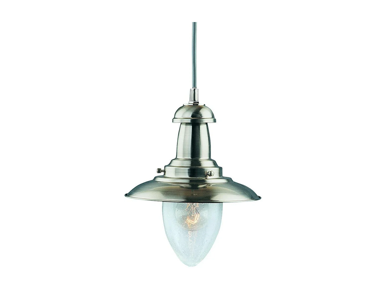 Searchlicht Fisherman - 1 licht Dome Deckenanhänger Satin Silber, Seed Glass, E27