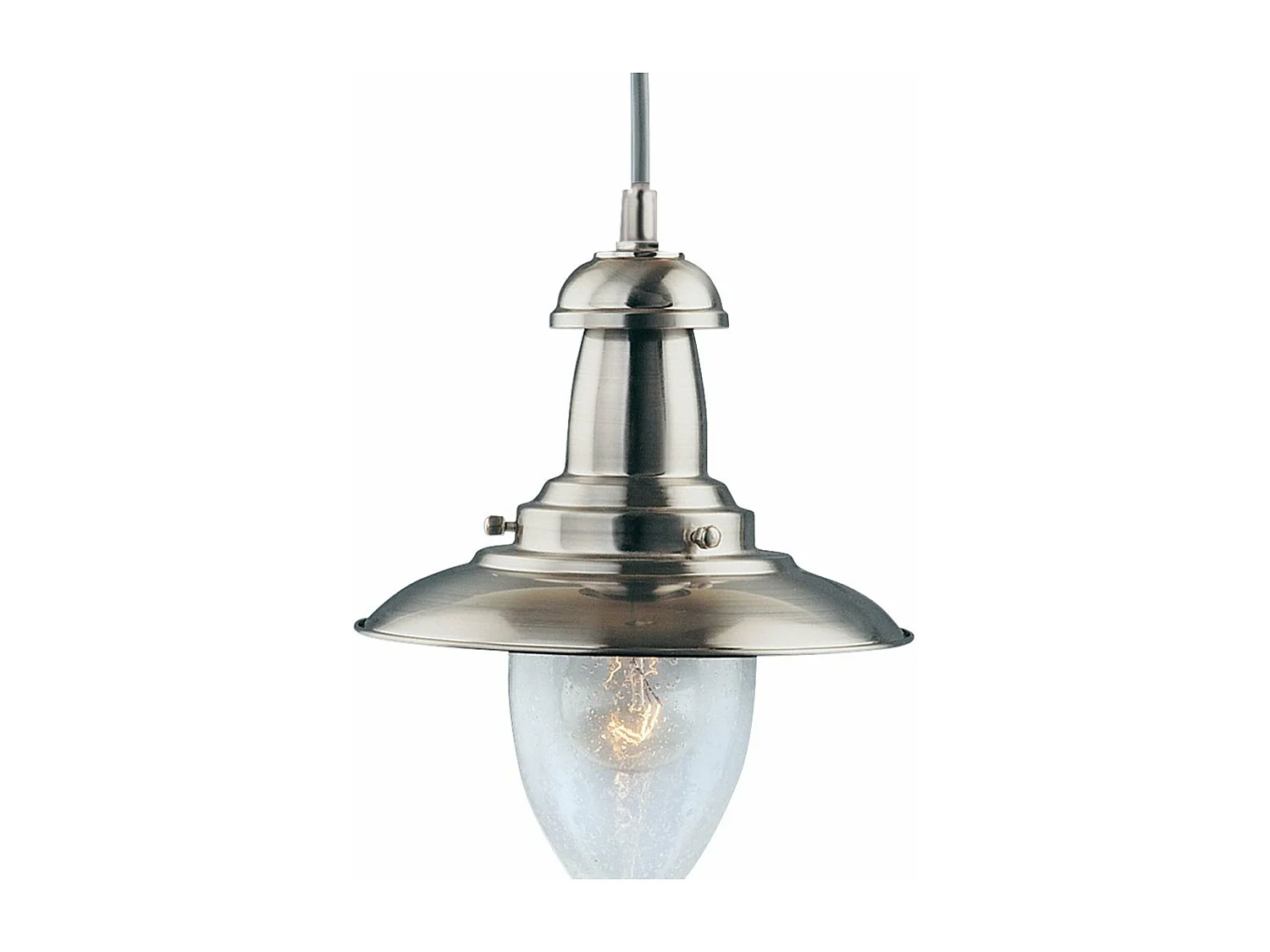 Searchlicht Fisherman - 1 licht Dome Deckenanhänger Satin Silber, Seed Glass, E27