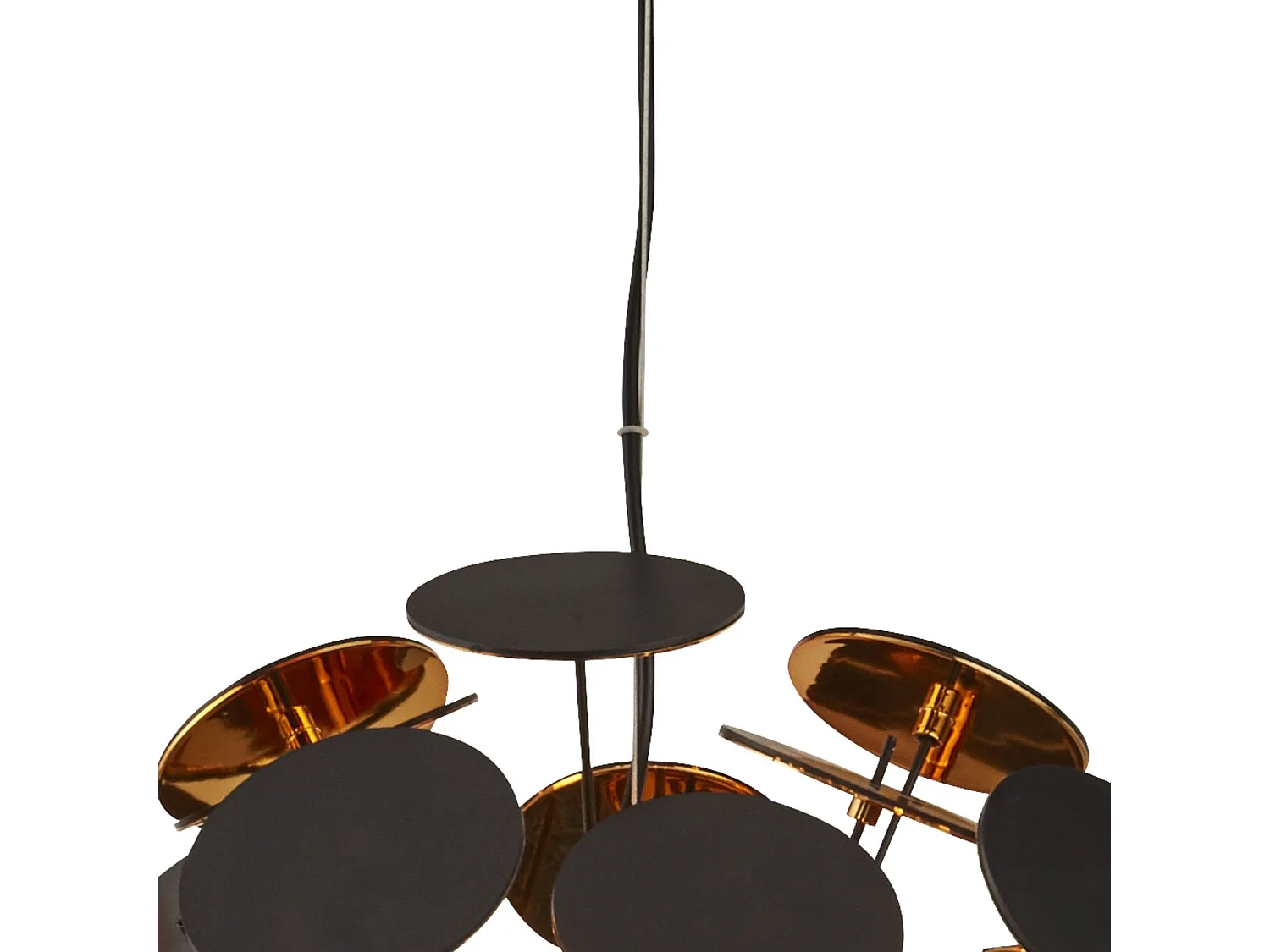 Lampadario Contemporaneo Disco Acciaio Nero Policarbonato Oro 6 Luci E14