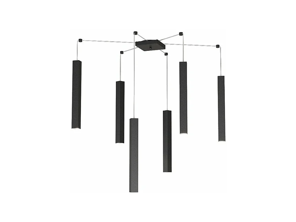 Sospensione Moderna Square Tube Metallo Nero 6 Luci Gu10