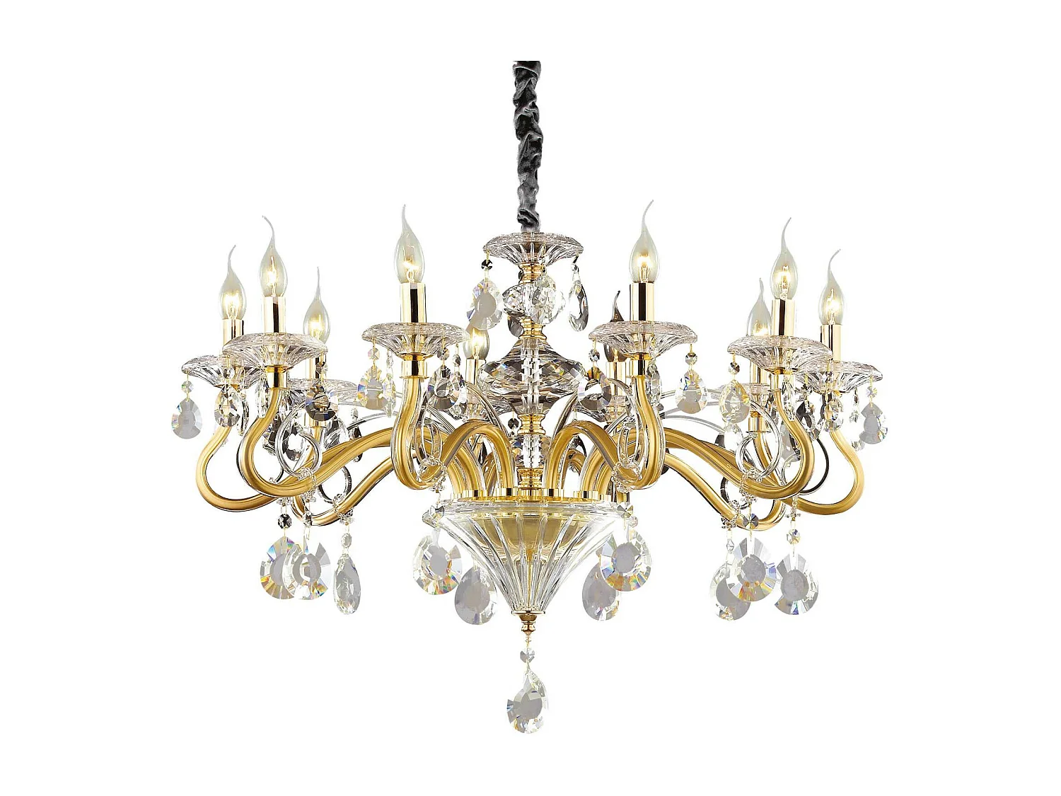 Ideal Lux Negresco - Lámpara de araña de 10 luces, acabado dorado, E14