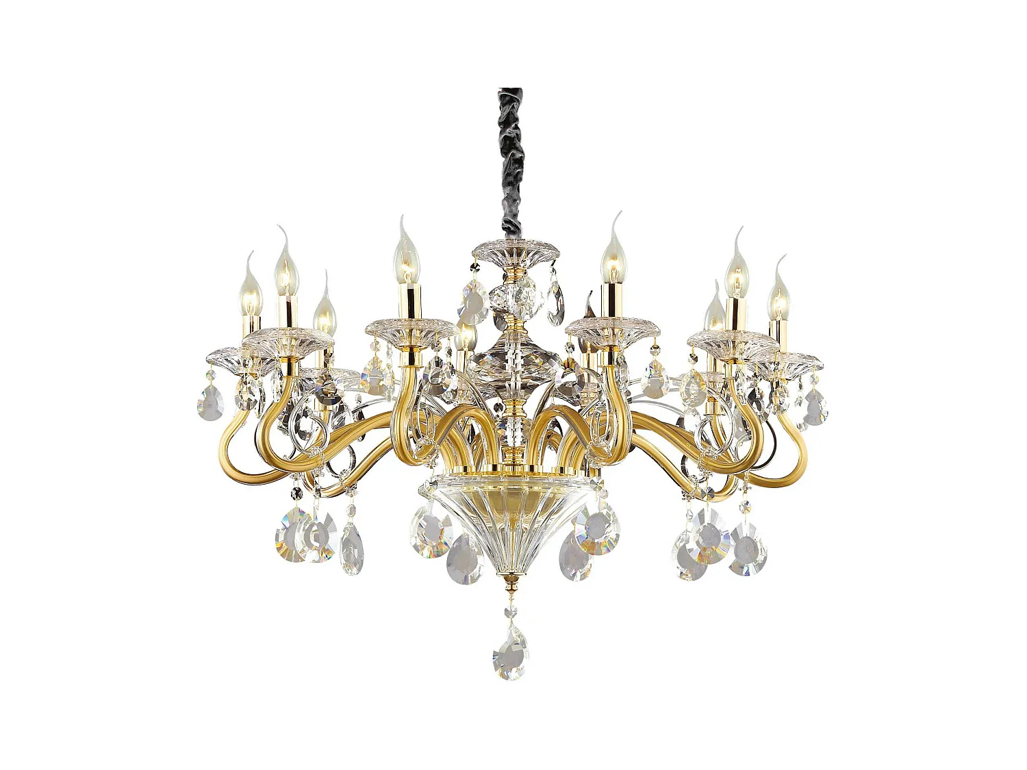 Ideal Lux Negresco - Lampadario a 10 luci finitura oro, attacco E14