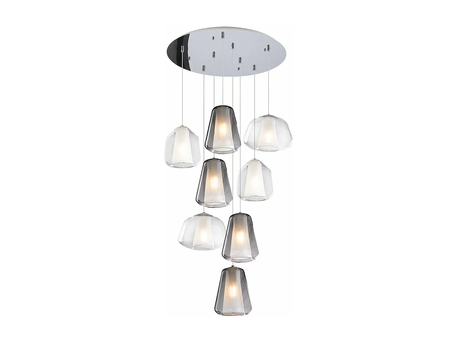 Sospensione Cromo 8 Luci Tonda Vetri (Alpha 2X Tr) (Beta 2X Tr) (Gamma 4X Fu)