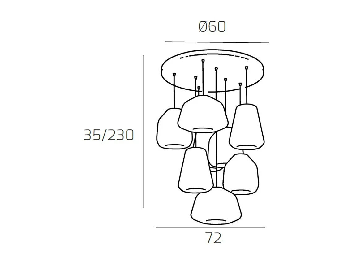 Sospensione Cromo 8 Luci Tonda Vetri (Alpha 2X Tr) (Beta 2X Tr) (Gamma 4X Fu)