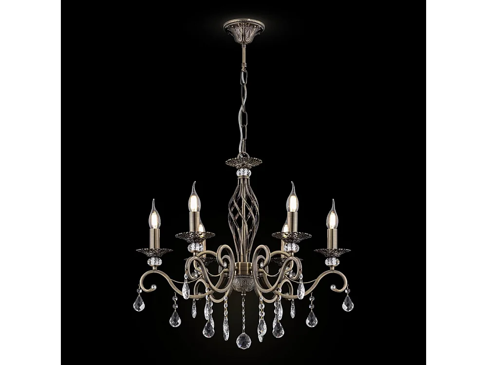 Grace Lampadario Ottone & Cristallo, 6 Luci, E14