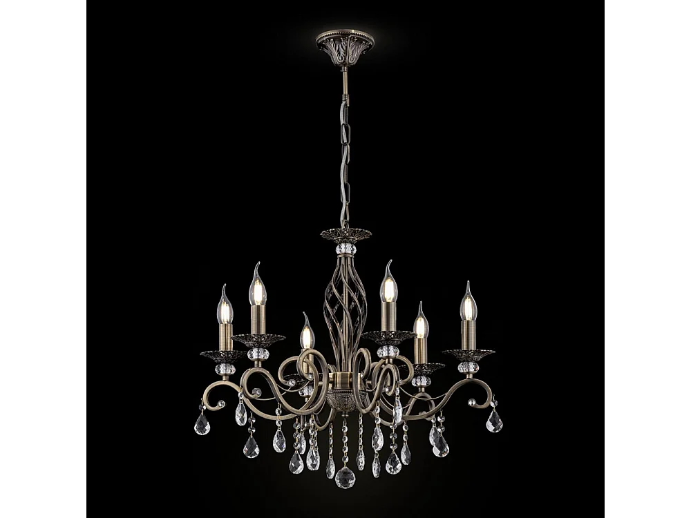 Grace Lampadario Ottone & Cristallo, 6 Luci, E14