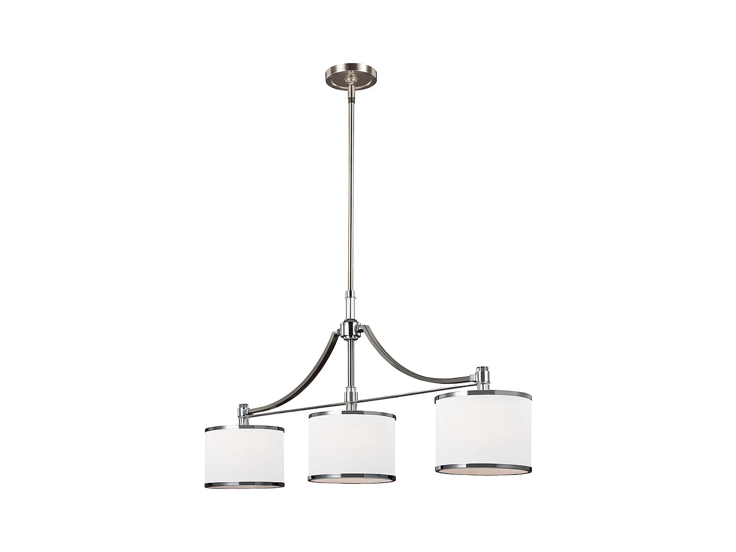 Elstead Prospect Park Luminaire suspendu à 3 ampoules au plafond pour îlot, nickel satiné, chrome, E27