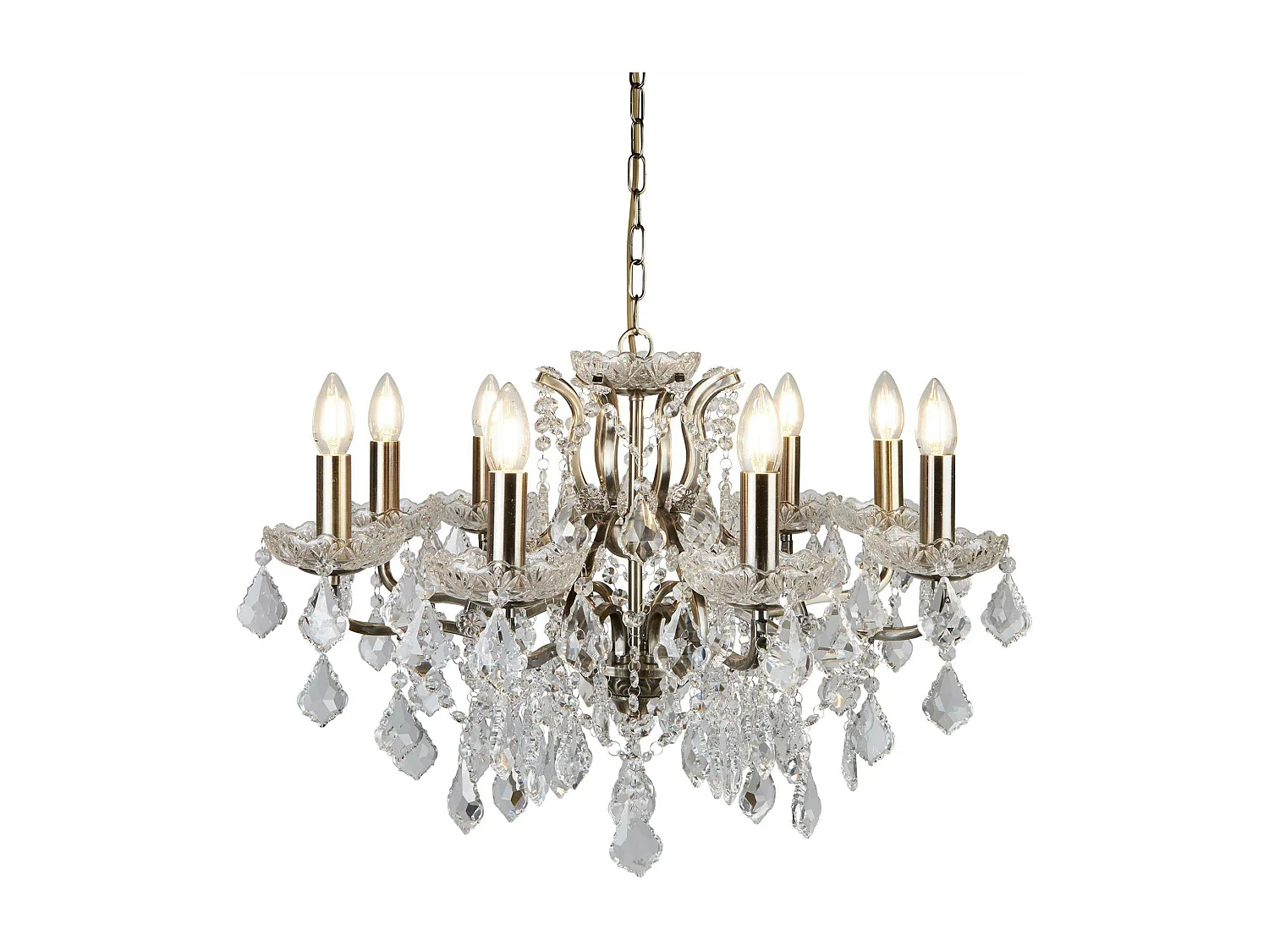 Searchlight Paris Lustre à 8 ampoules au fini laiton antique, E14