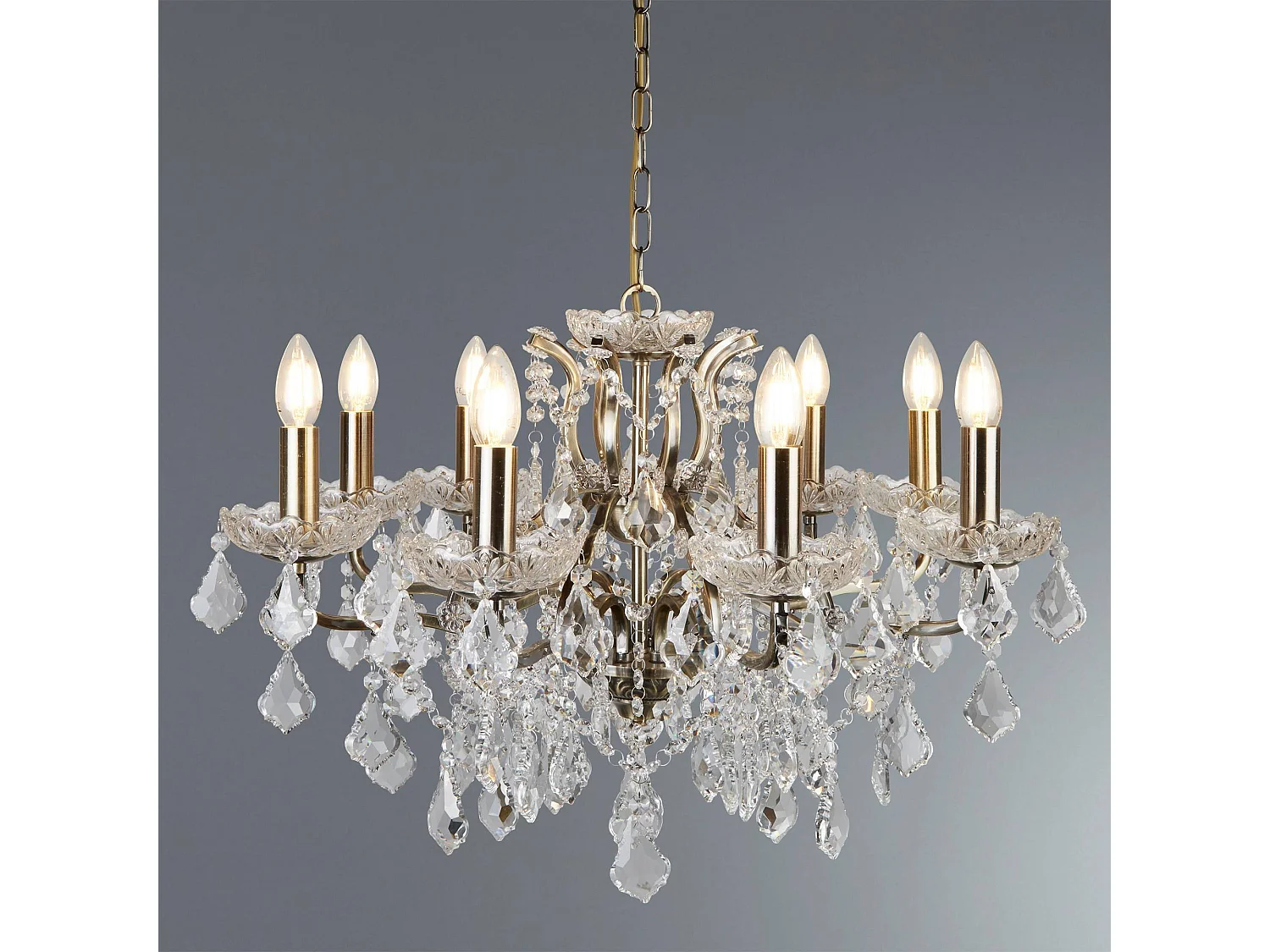 Searchlight Paris Lustre à 8 ampoules au fini laiton antique, E14