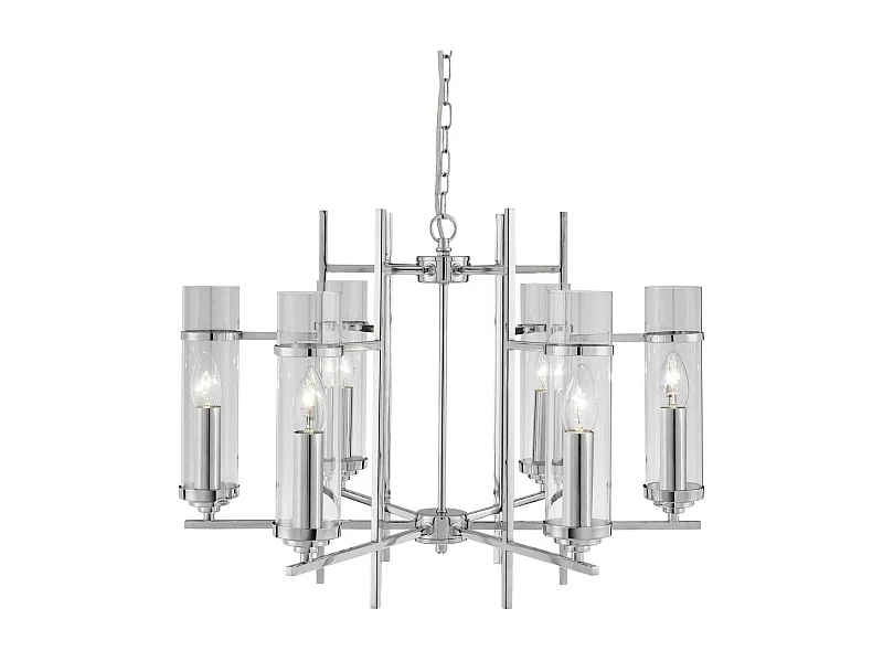 Searchlight Milo 6 Ltt takhnge med flera armar krom, glas sex, E14