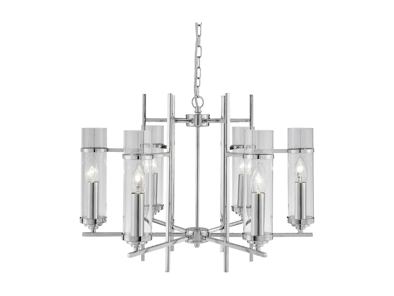 Searchlight Milo - Lampada da soffitto a 6 luci multibraccio cromata, vetro sei, E14