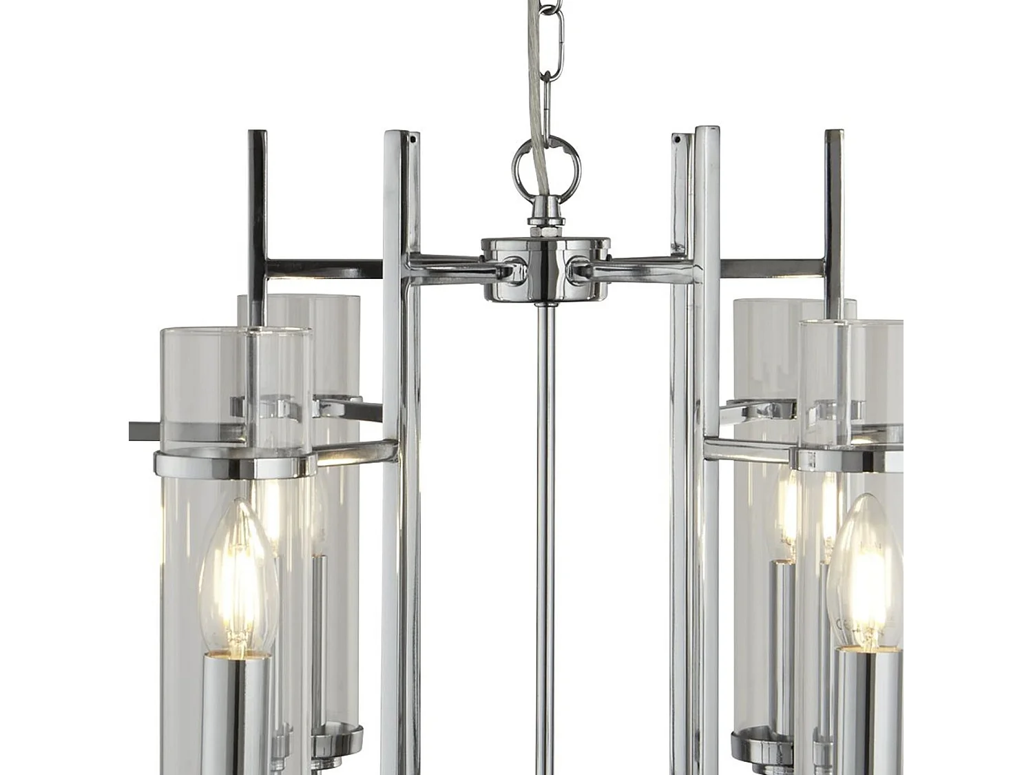 Searchlight Milo - Lampada da soffitto a 6 luci multibraccio cromata, vetro sei, E14