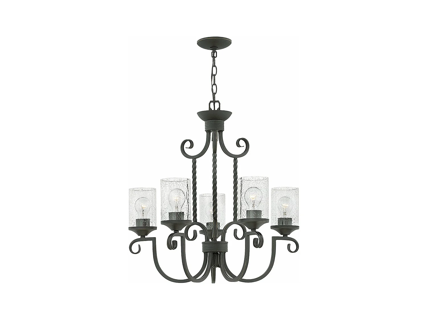 Lampadario Industrial Nordico Casa Alluminio Nero Antico Vetro 5 Luci E27