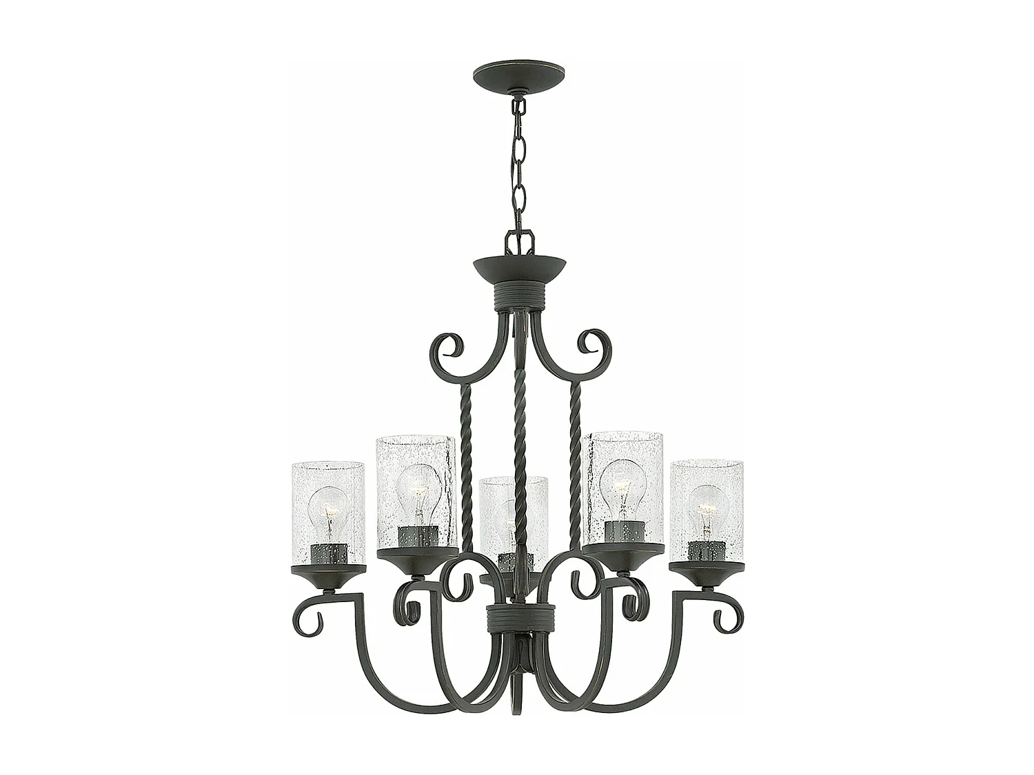 Lampadario Industrial Nordico Casa Alluminio Nero Antico Vetro 5 Luci E27