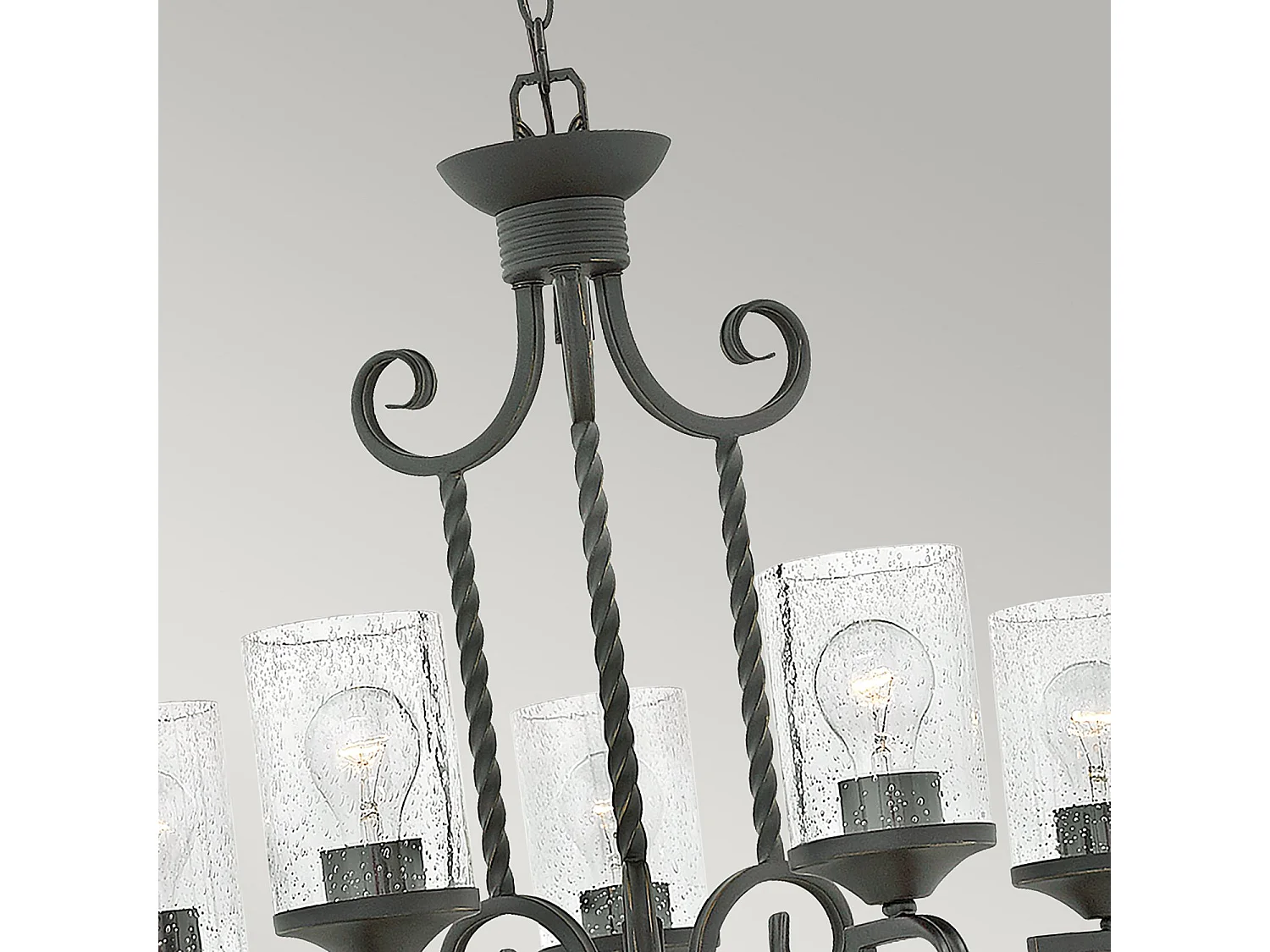 Lampadario Industrial Nordico Casa Alluminio Nero Antico Vetro 5 Luci E27