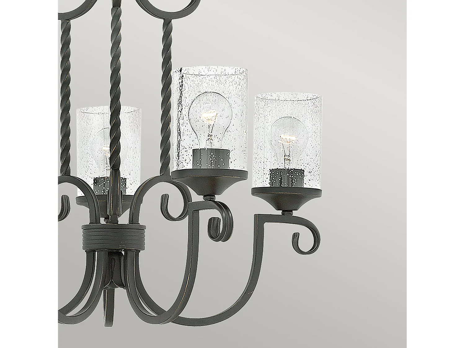 Lampadario Industrial Nordico Casa Alluminio Nero Antico Vetro 5 Luci E27