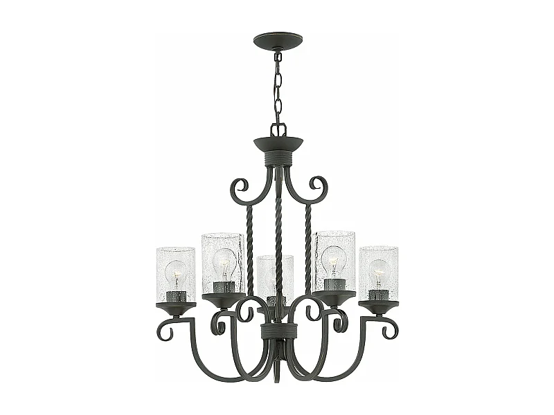 Lampadario Industrial Nordico Casa Alluminio Nero Antico Vetro 5 Luci E27