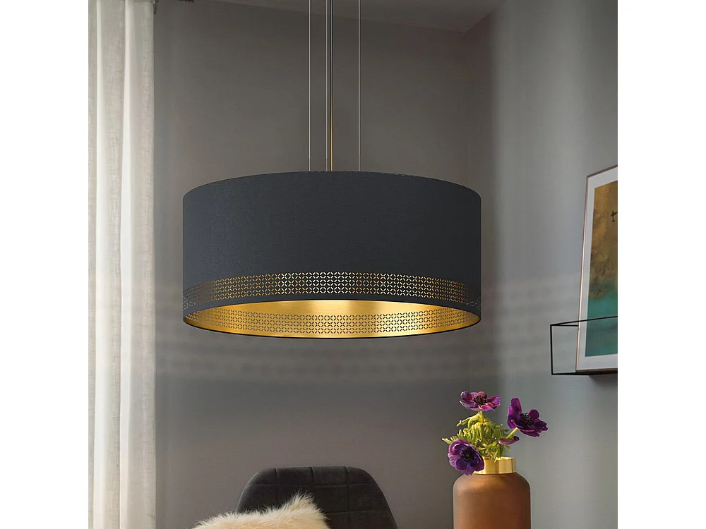 Lampadario Moderno Esteperra 3 Luci Acciaio Nero