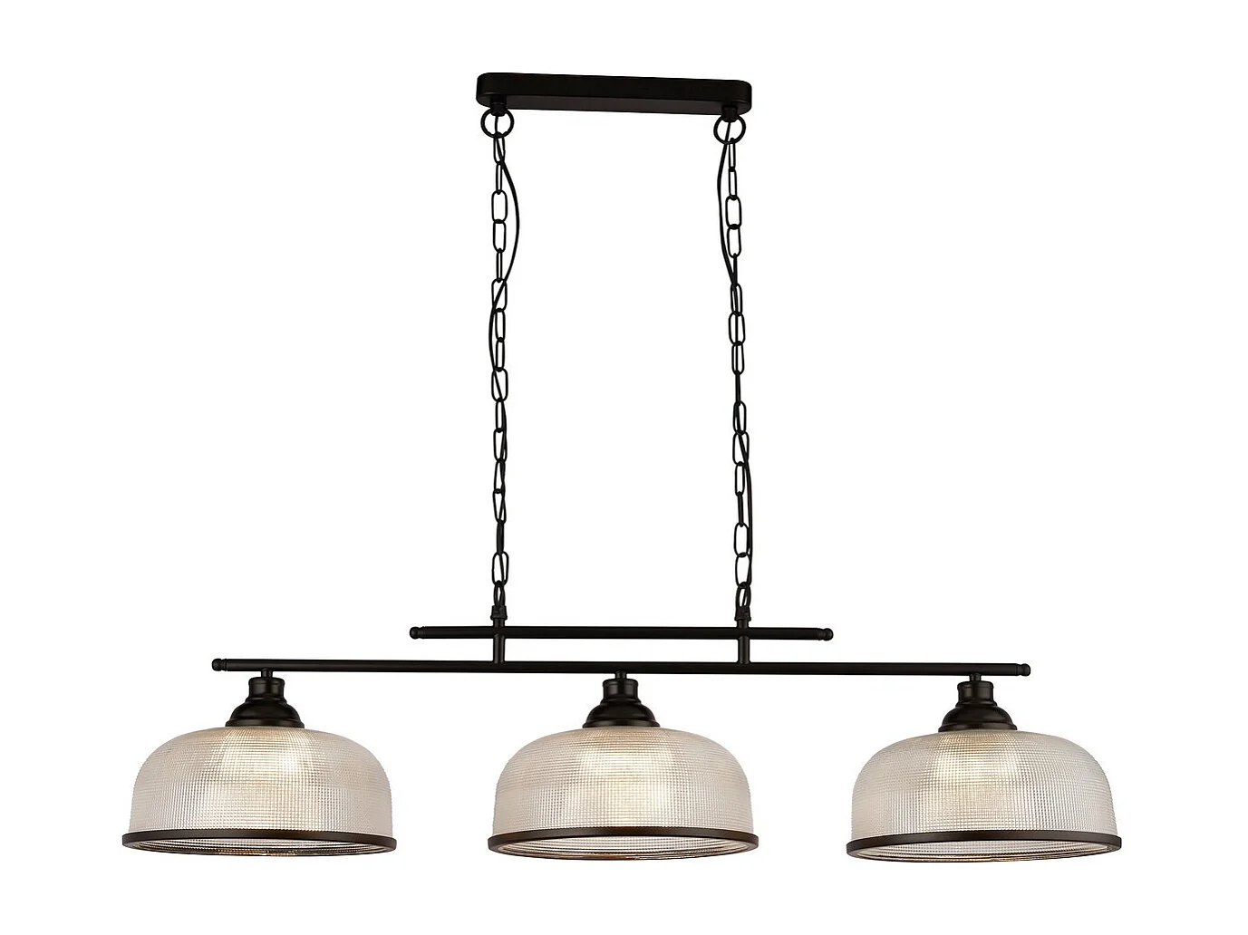 Searchlight Highworth Lampada a sospensione a 3 barre luminose nera, vetro stile olofano