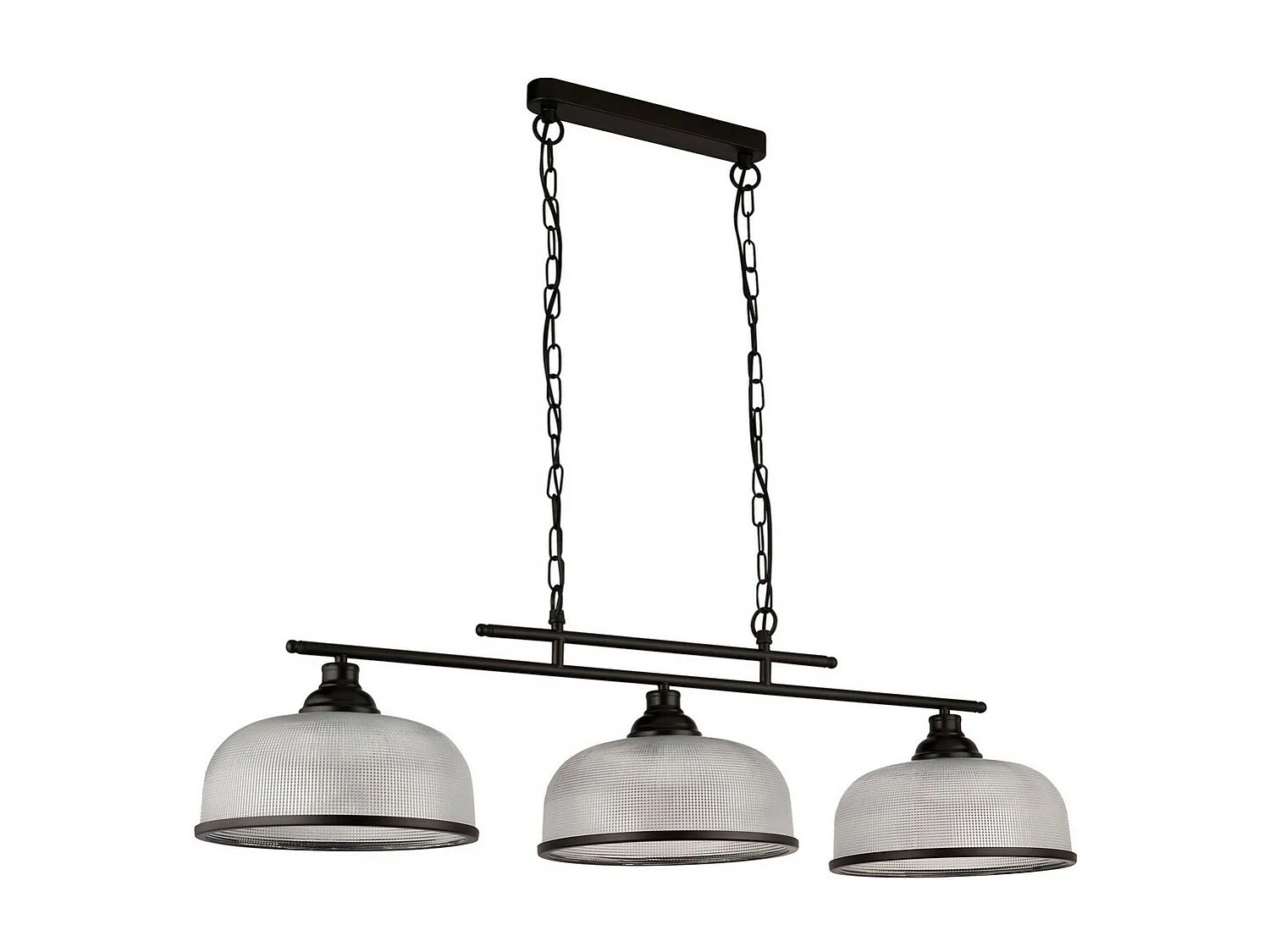 Searchlight Highworth Lampada a sospensione a 3 barre luminose nera, vetro stile olofano