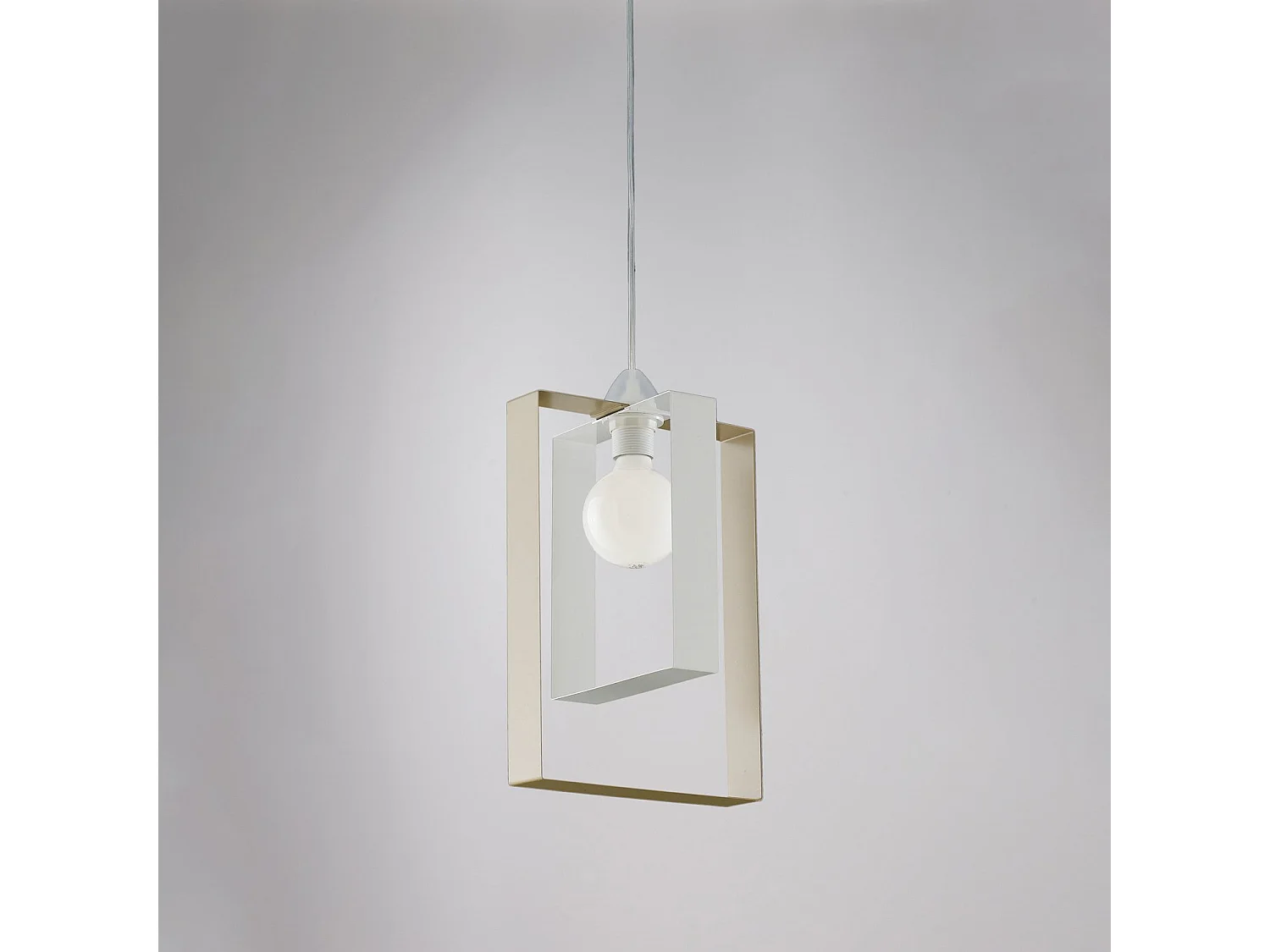 Sospensione Moderna Duplo 1 Luce Ferro Laccato Bianco E Tortora