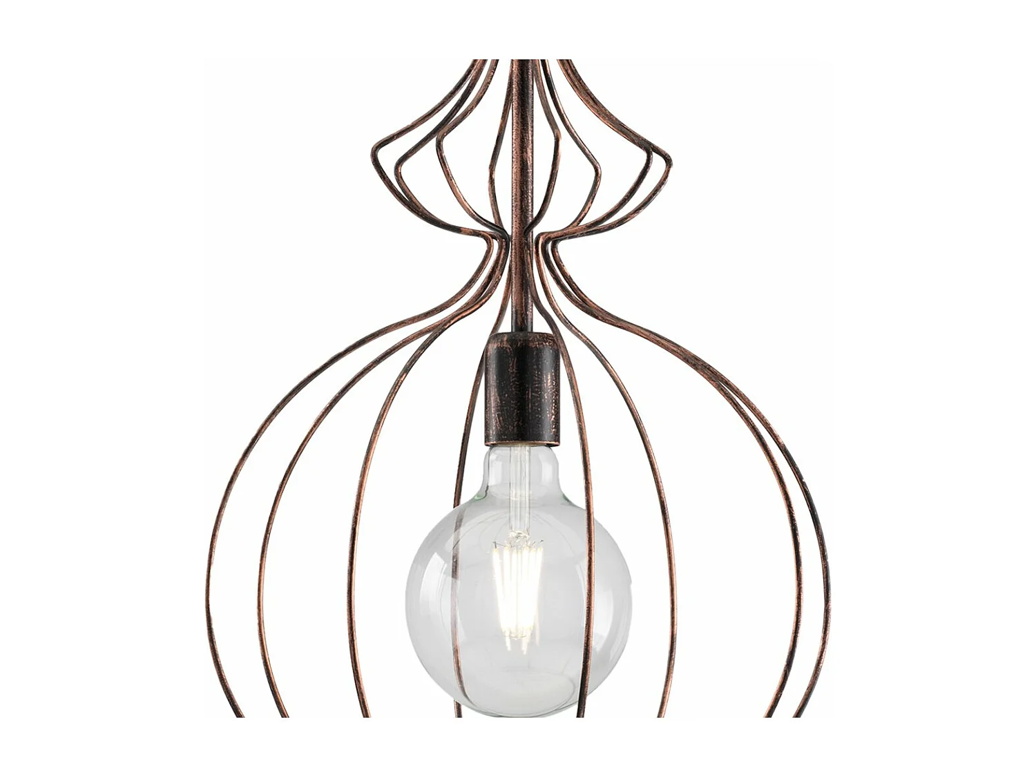 Sospensione Industrial 1 Luce Olimpia Gabbia Ferro Laccato Nero E Rame