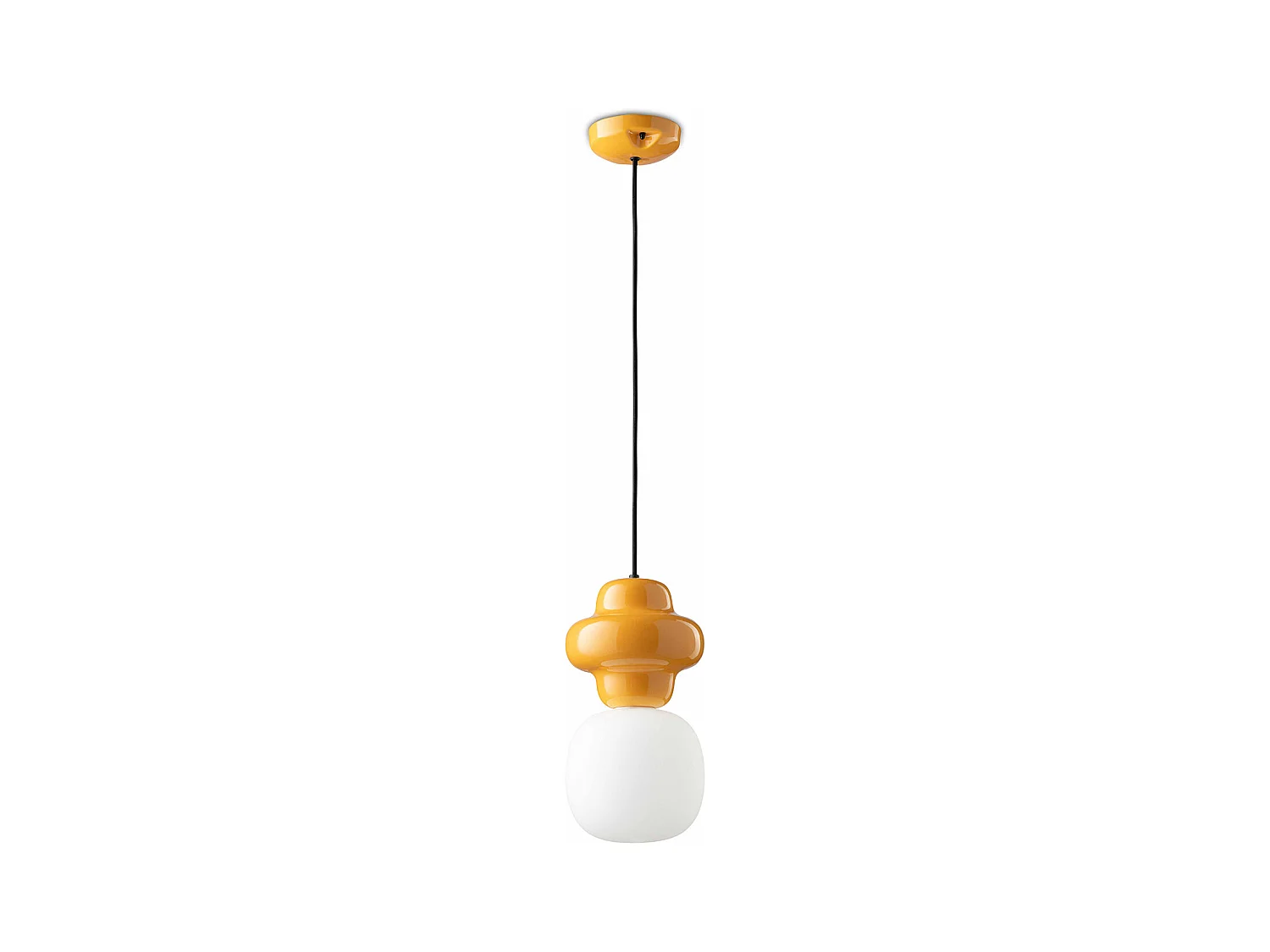 Sospensione Vintage Decò Copacabana Ceramica Gialla 1 Luce E27