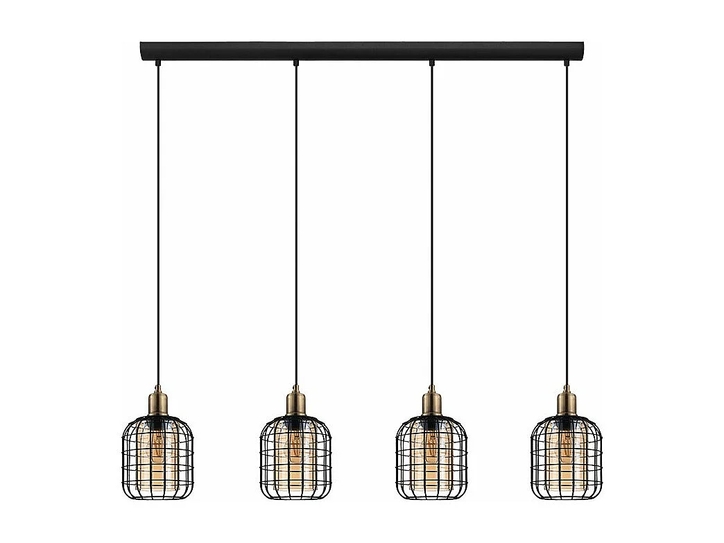 Lampadario Moderno Chisle 4 Luci Acciaio Nero