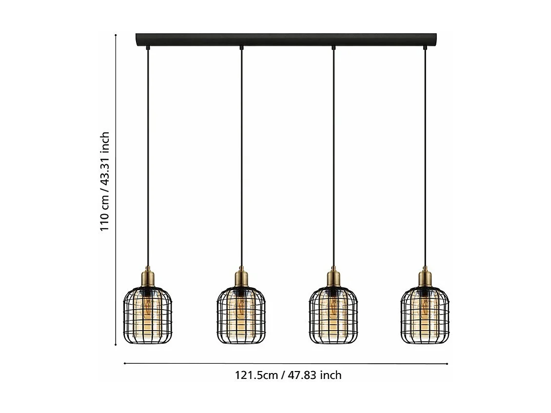 Lampadario Moderno Chisle 4 Luci Acciaio Nero