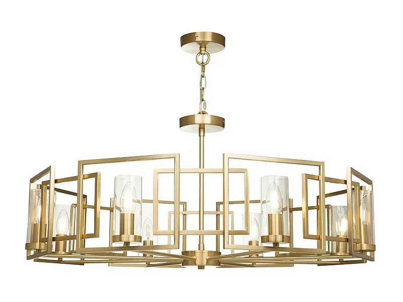 Bowi Lámpara Colgante de Techo Cilíndrica Oro, 8 Luces, E14