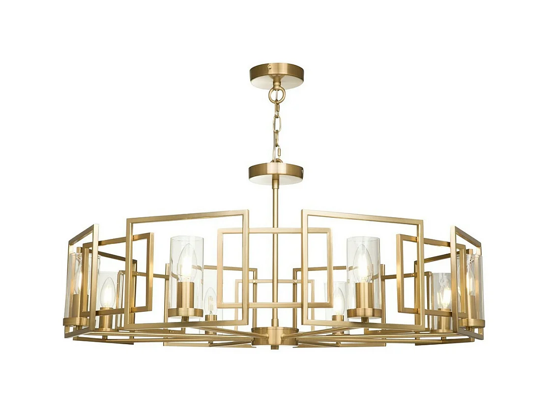 Bowi Plafonnier cylindrique doré, 8 lumières, E14