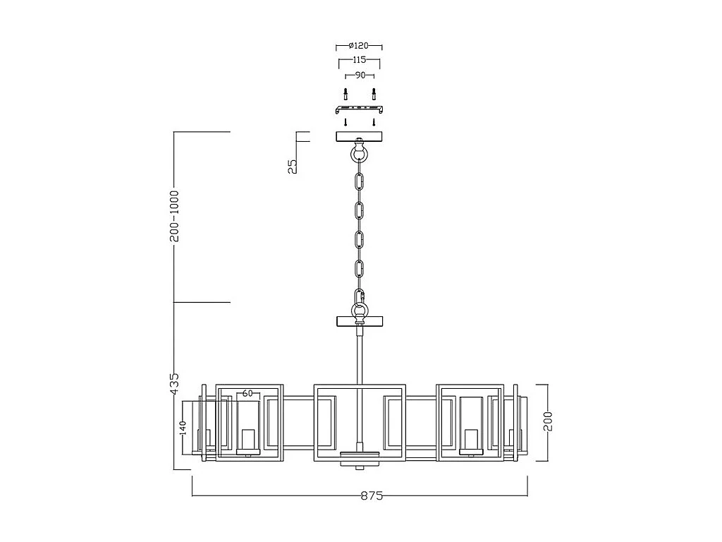 Bowi Plafonnier cylindrique doré, 8 lumières, E14