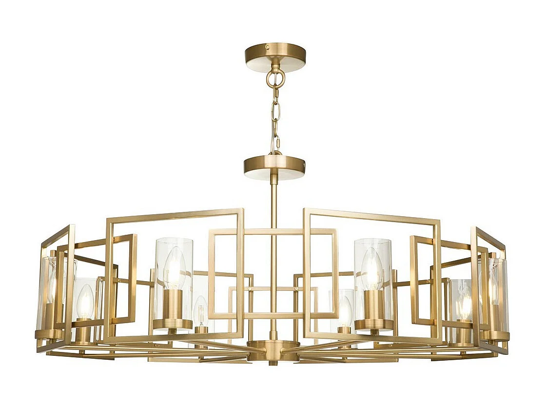 Bowi Lámpara Colgante de Techo Cilíndrica Oro, 8 Luces, E14