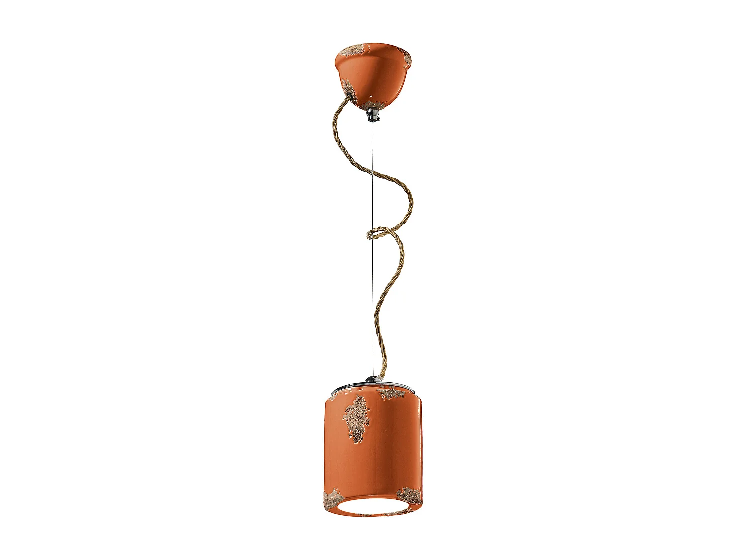 Lampadario Vintage Ceramica Arancio 1 Luce E27