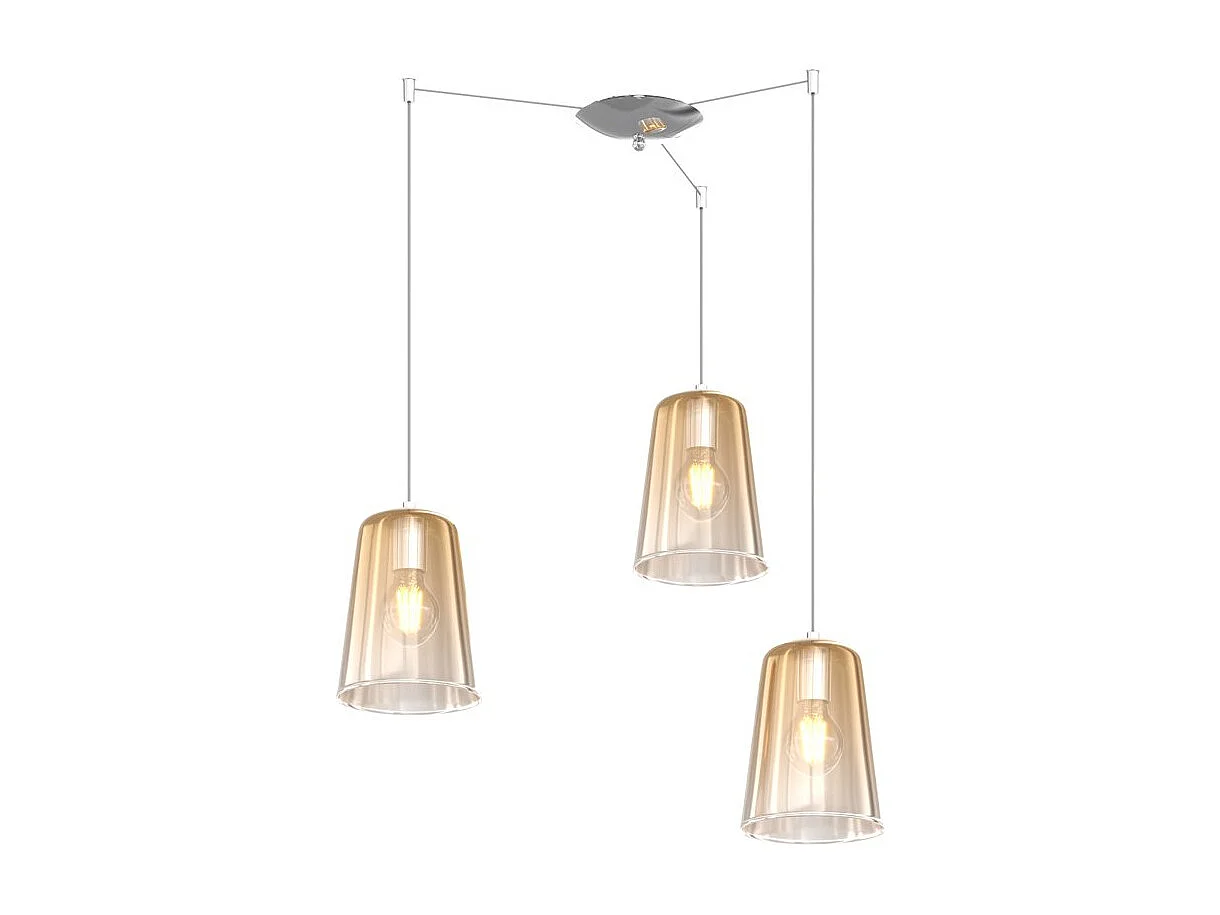 Sospensione Cromo Spostabile 3 Luci Ambra
