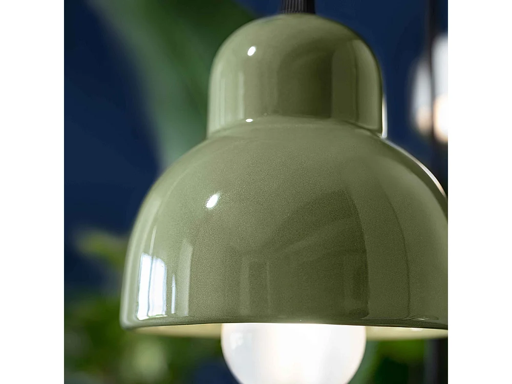 Lampadario Vintage Decò Berimbau Ceramica Verde Salvia 1 Luce E27